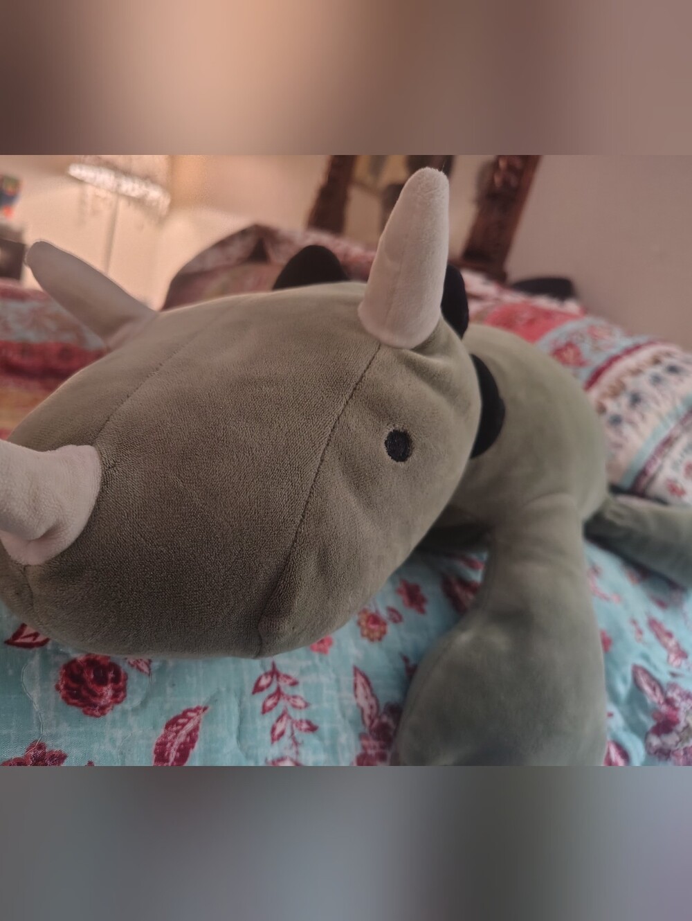 Pillowfort Green Rhino Triceratops Plush Stuffed Animal Weighted Throw Pillow